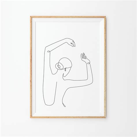 Nude Woman Line Art Female Body Line Drawing Print Naked Woman Poster