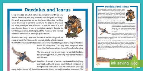 Icarus And Daedalus Short Story Teacher Made