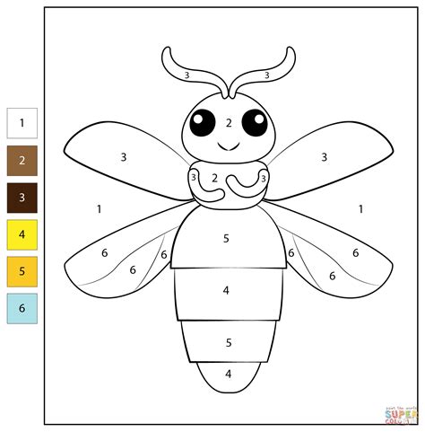 Color by Number: Firefly coloring page | Free Printable Coloring Pages