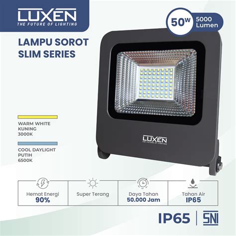 Jual Luxen LED Floodlight Slim Series 50 Watt Shopee Indonesia