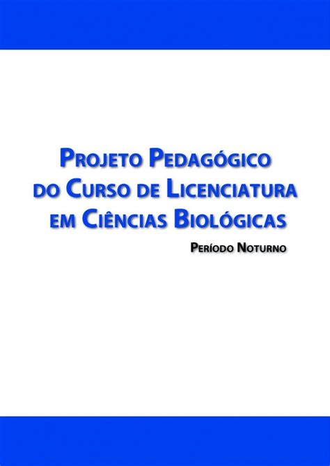 Pdf Pedag Gico Do Curso Licenciatura Ci Ncias Biol Gicas