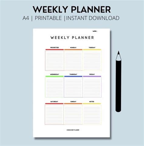 Colorful Weekly Planner Printable