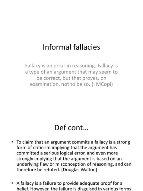 Informal Fallacies Pdf Fallacy Argument