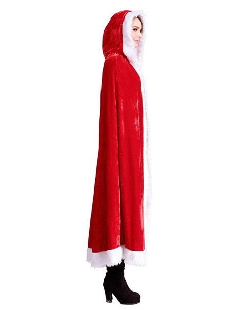 Womens Christmas Halloween Costumes Cloak Mrs Santa Claus Cardigan Red