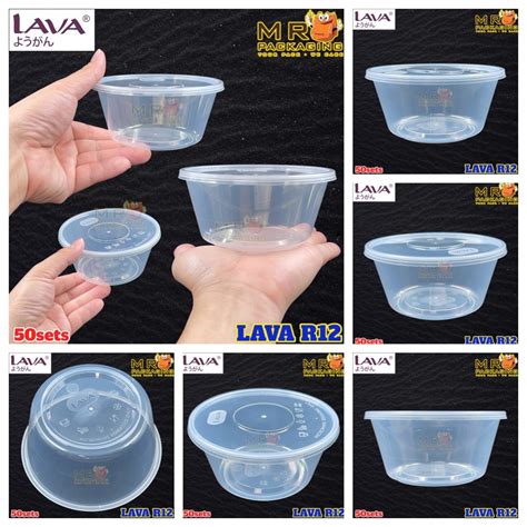 LAVA R12 R16 Round Container With Lid 50sets R 12 16 Oz Disposable