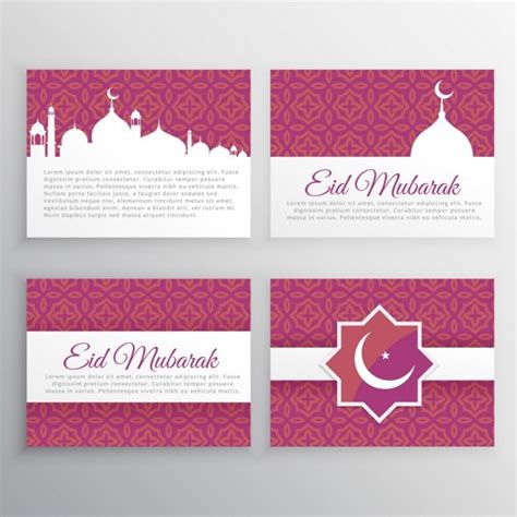 Free Vector | Eid mubarak cards set