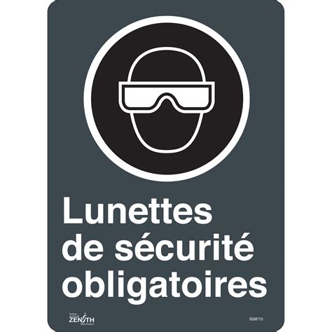 Produits De S Curit Zenith Enseigne Lunettes De S Curit Obligatoires