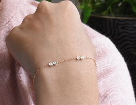 Diamond Solitaire Bracelet Diamond Station Bracelet Etsy