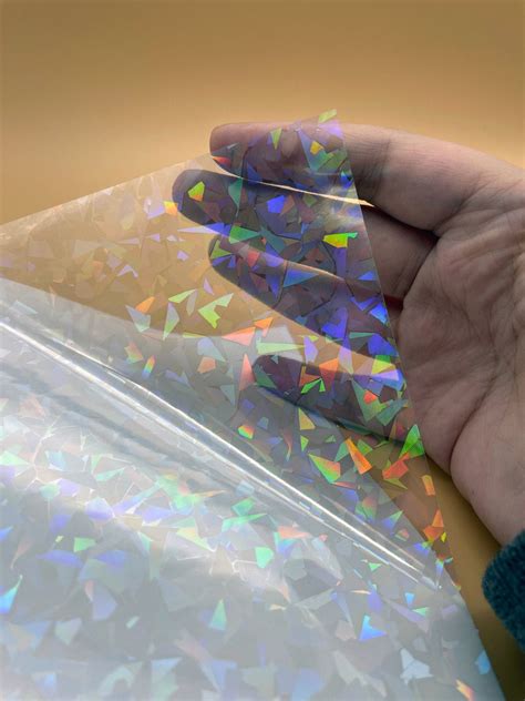 Self Adhesive Holographic Vinyl Overlay Sparkling Broken Glass Etsy