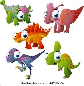 conjunto de dinosaurios vectoriales vector de stock libre de regalías