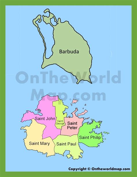 Administrative map of Antigua and Barbuda