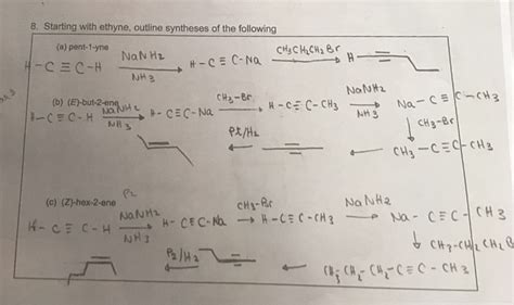 Solved 8 Starting With Ethyne Outline Syntheses Of The Chegg