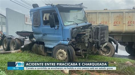 Motorista fica em estado grave em acidente entre caminhões em rodovia