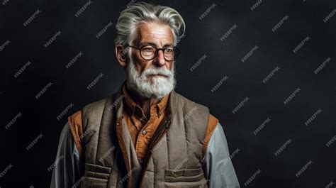 Premium Ai Image A Man With Grey Hair And Glasses With A Brown