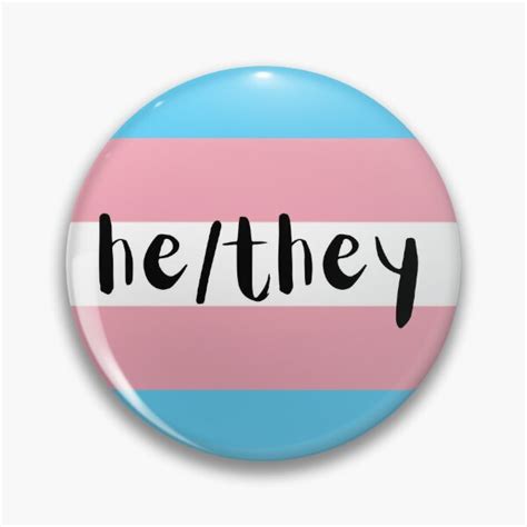 "He/they with trans flag" Pin for Sale by RandomlyRainbow | Redbubble