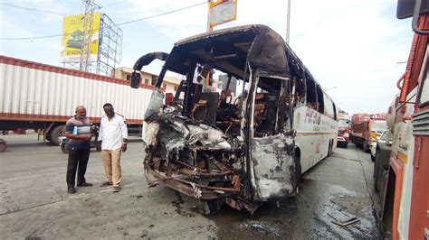 Narrow Escape For Passengers As Ksrtc Bus Lorry Catch Fire After