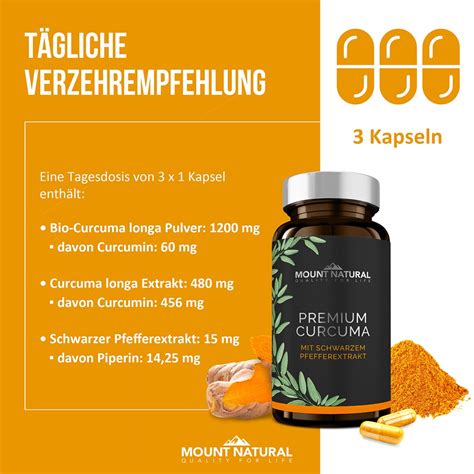 Premium Curcuma Mit Hochdosiertem Curcumin Und Piperin Mount Natural