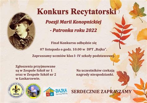 Konkurs Recytatorski Poezji Marii Konopnickiej Patronka Roku