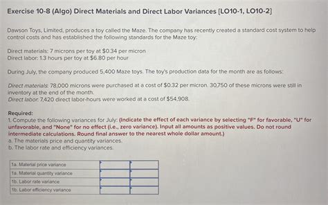 Solved Exercise Algo Direct Materials And Direct Chegg