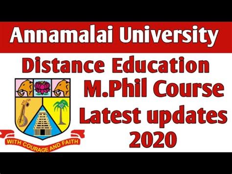 Annamalai University Distance Education M Phil Course Latest Updates