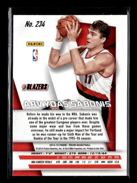 Panini Prizm Arvydas Sabonis Ebay