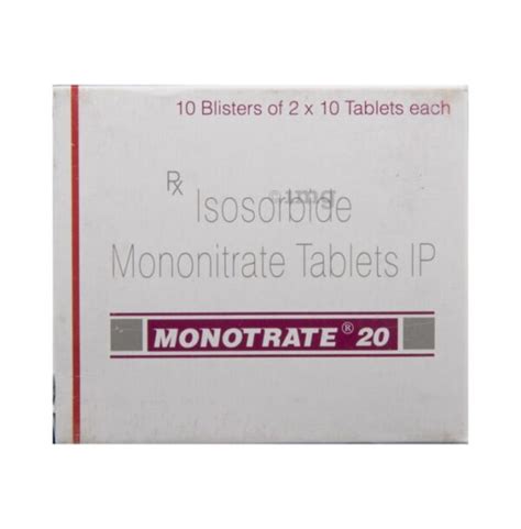 Isosorbide Mononitrate 20mg Tablet M Care Exports Exporter Supplier