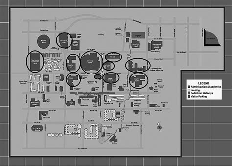 Map of the UTC campus with the buildings surveyed highlighted ...