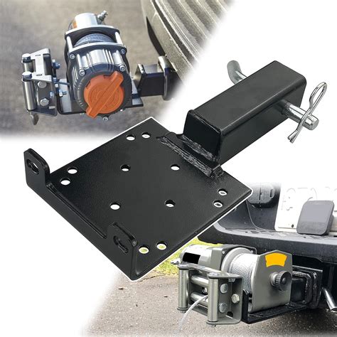 Vonlx Universal Trailer Hitch Winch Mounting Plate With 2 Receiver