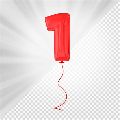 Premium PSD | Red balloon number 1