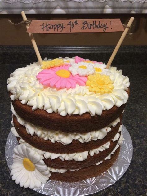 Naked Birthday Cake With Floral Decor