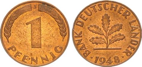 Deutschland BRD BRD 1 Pfennig 1948 J Bank Deutscher Länder 4