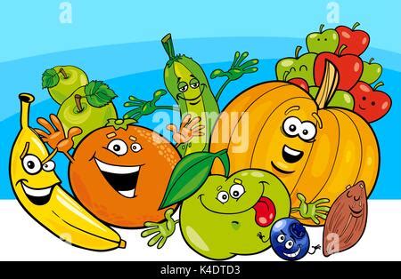 Funny Fruits Group Cartoon Illustration Stock Vector Image Art Alamy