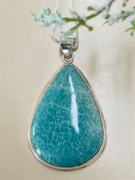 Large Teardrop Turquoise Genuine Turquoise Pendant With Sterling Silver