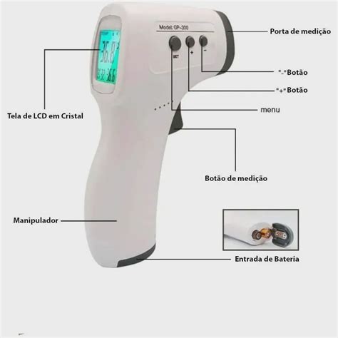 Termômetro Digital Laser Infravermelho Medidor Febre Gp 300 Adulto