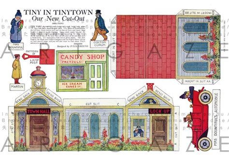 Paper Toy Village Vintage Miniature Printable 1900s Tiny Etsy