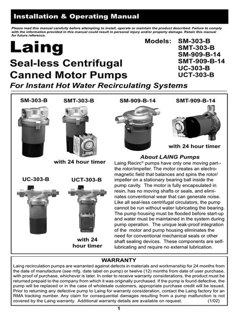 Laing Hot Water Recirculation Manual Pdf Pump Water Heating