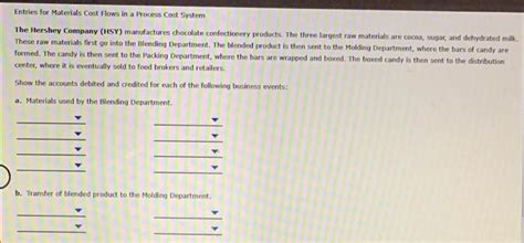 Solved Entries For Materials Cost Flows In A Process Cost Chegg