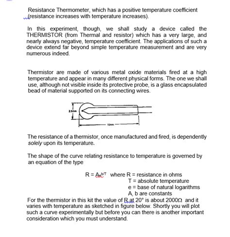 EXPERIMENT NO. THERMISTOR Content: The characteristic | Chegg.com