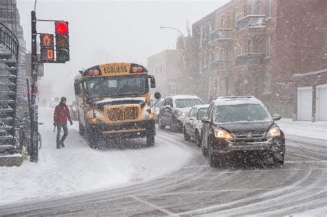 First Snow Storm Of The Season Hits Montreal Canada Editorial