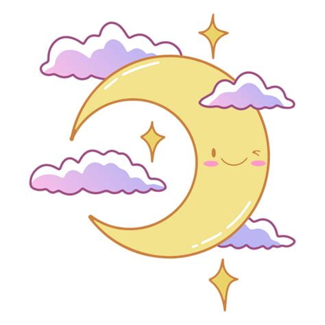 Diseño Png Y Svg De Kawaii Astronómico De Media Luna Llena Para Camisetas