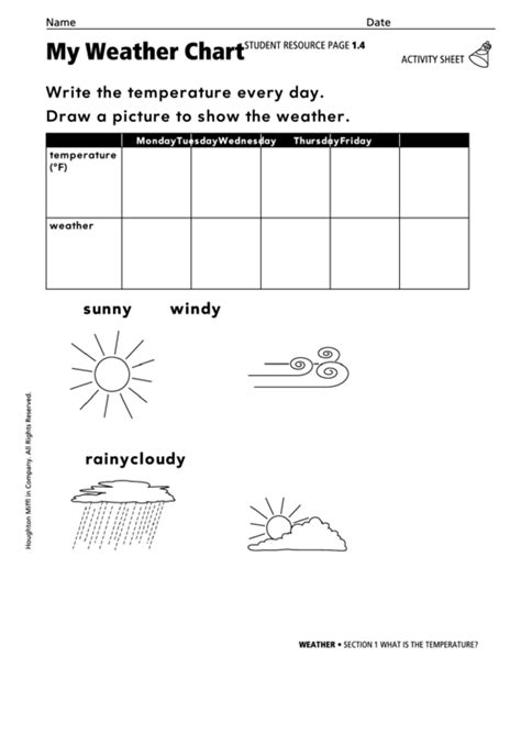 My Weather Chart - Activity Sheet printable pdf download