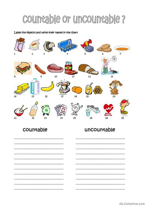 Countable And Uncountable Nouns Exercises