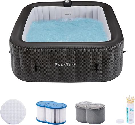 Amazon RELXTIME Inflatable Hot Tub 4 6 Person Portable Air Jet Spa Outdoor Heater Blow Up