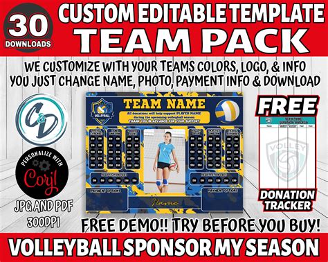 EDITABLE and PRINTABLE Volleyball Sponsor My Season - Etsy