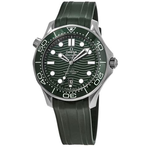 Omega Seamaster Diver 300M Automatic Green Dial Rubber Strap Men S