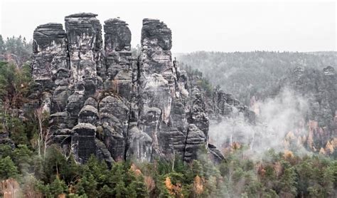 Rock Formation Bastei Germany Stock Image Image Of Park Switzerland