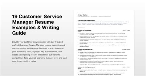 19 Customer Service Manager Resume Examples Writing Guide