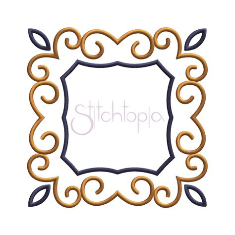 Swirly Square Applique Frame Stitchtopia Machine Embroidery Designs