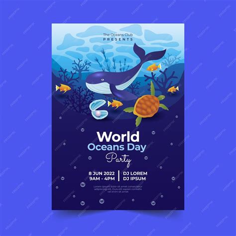 Free Vector Gradient World Oceans Day Vertical Poster Template