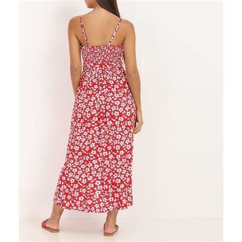 Robes Femme La Modeuse Robe Mi Longue Rouge Fleurs Cache Coeur